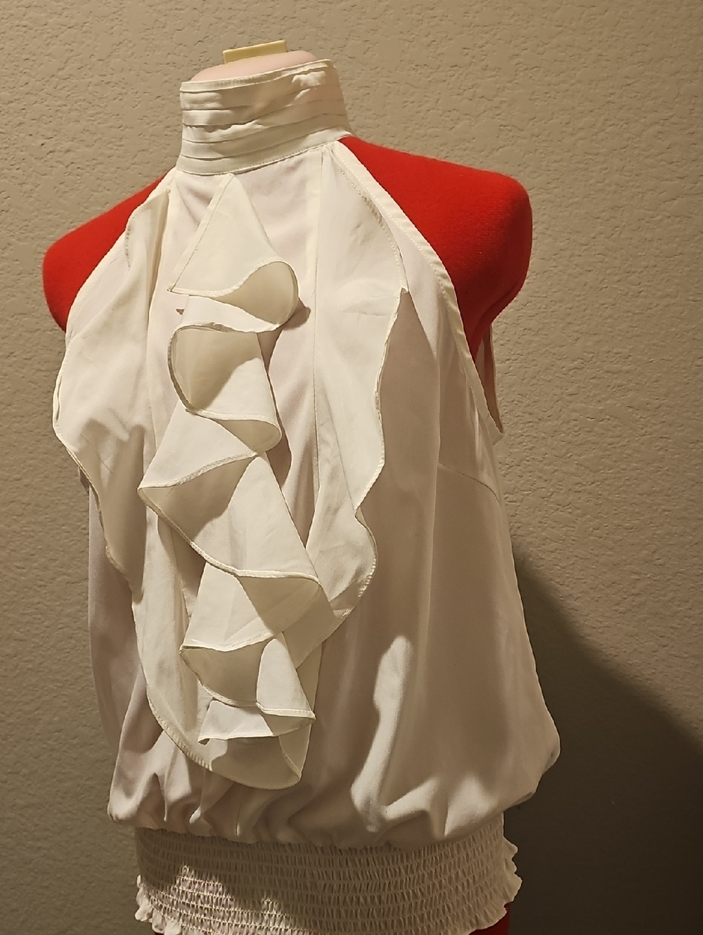 Women's White Ruffle Halter Camisole